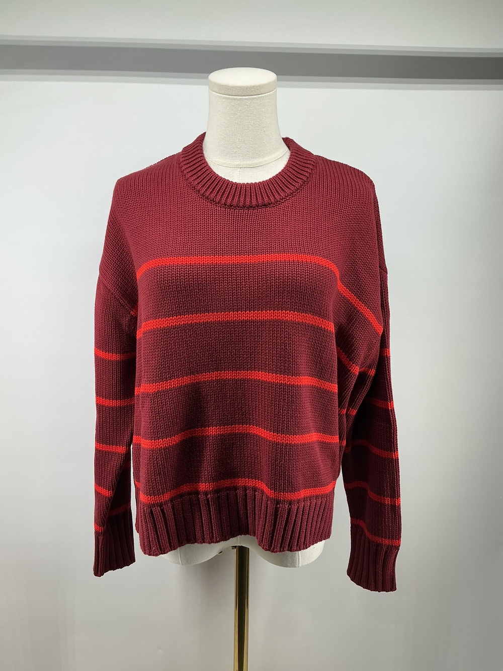 100% Organic Cotton Striped Crew Sweater